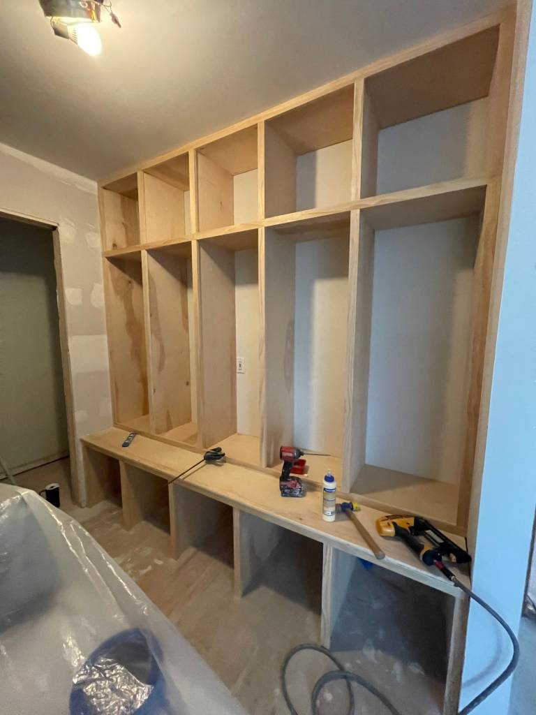 Custom Cabinets in Mudroom designed and built by our carpenters in Grand Rapids